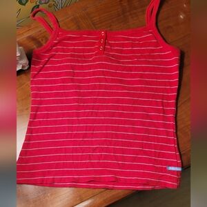 American Eagle Red striped Henley tank